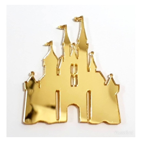 Castelo Disney Aplique Acrílico Espelhado Dourado 20 Peças