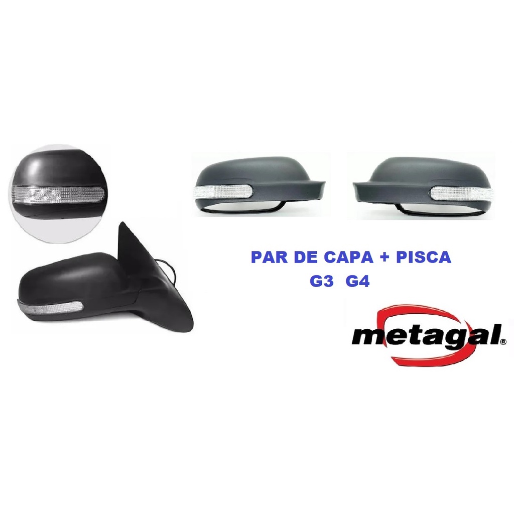 Par de Capa + Pisca Do Retrovisor Gol Santana Saveiro Parati G3 G4 Original METAGAL