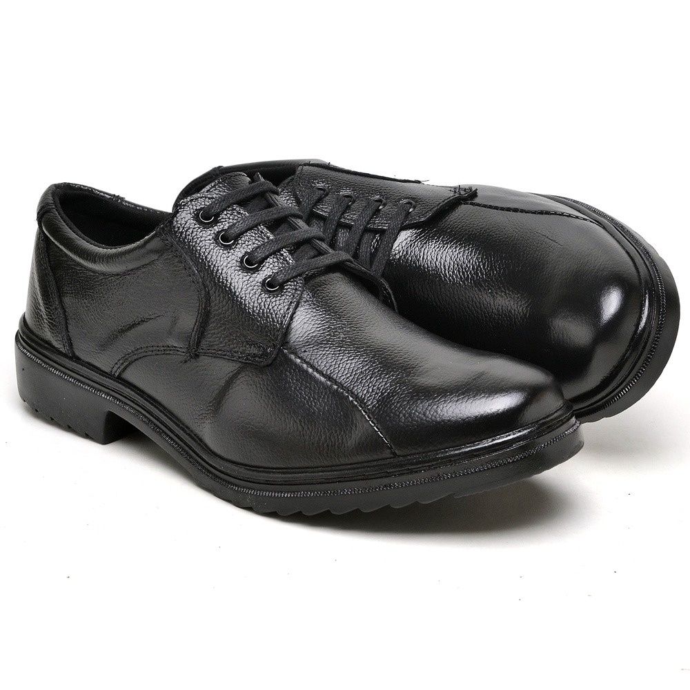 Sapato Social Militar Preto Em Couro Legitimo Confortavel Solado Costurado em Oferta na Shopee