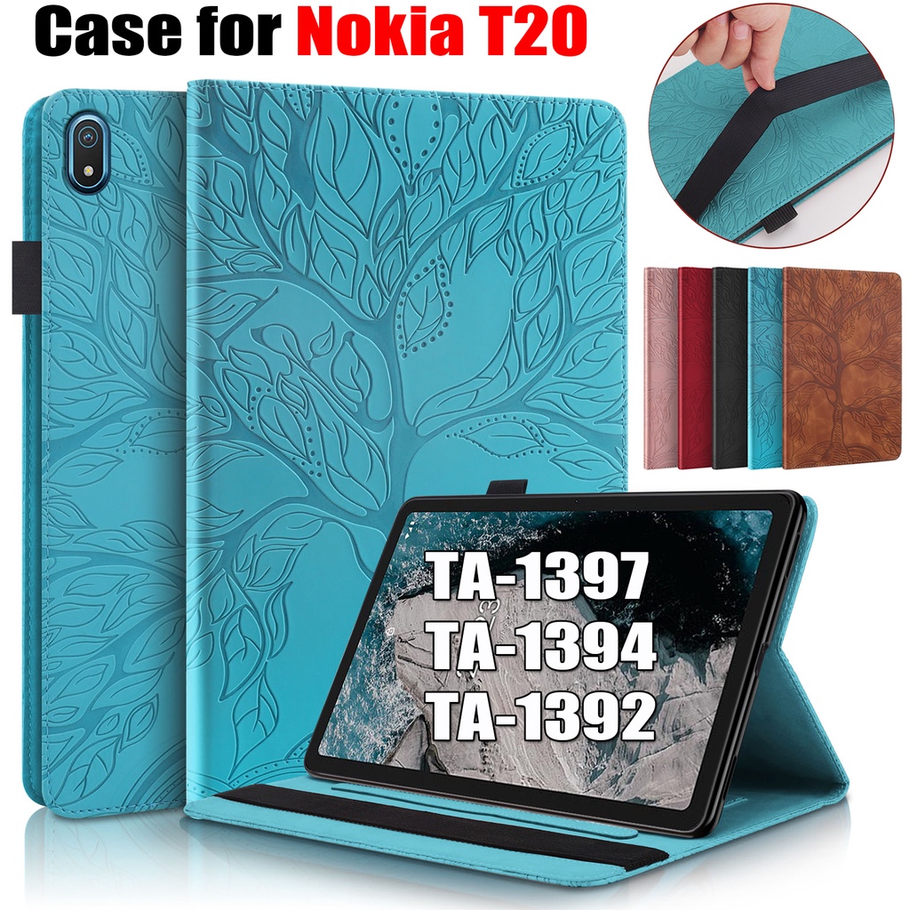 Para Nokia T20 10.4 Polegadas T10 8" Capa De Suporte,3D De Couro De Árvore PU Tampa Flip