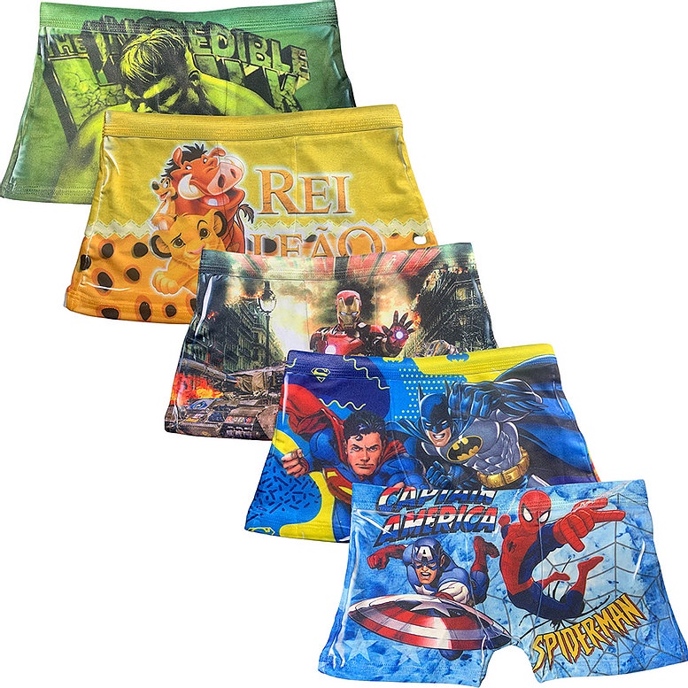 KIT 10 CUECA BOX PERSONAGENS em Oferta na Shopee