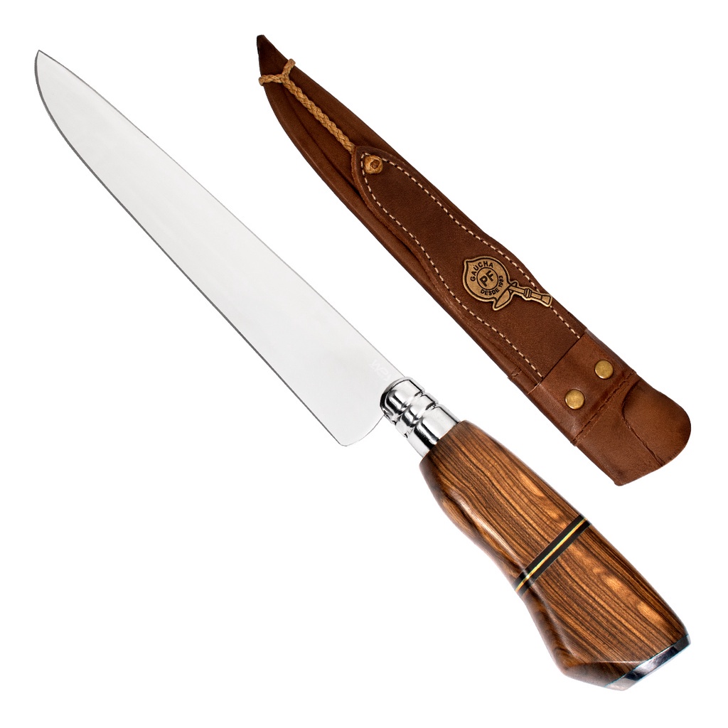 Faca Para Churrasco Artesanal Aço Inox 9 Polegadas Solingen Cabo Guajuvira e Bronze - Wp Connect