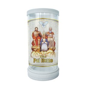 Porta Vela em Vidro e Mármore Divino Pai Eterno 18cm
