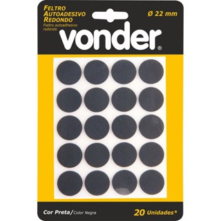 Feltro autoadesivo preto redondo 2,2cm VONDER 20 UNIDADES em Oferta na Shopee