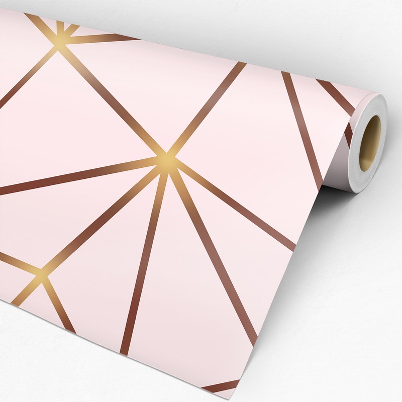 Papel de Parede Adesivo Geométrico Triângulos Zara Rosa e Marrom GFC-ZARA-13