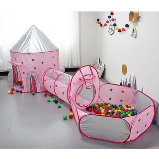 Barraca Infantil Toca Túnel 3 Em 1 Rosa casinha de princesa