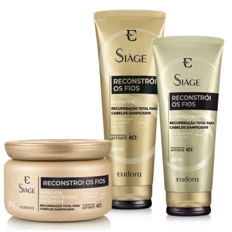 Kit Eudora Siàge Reconstrói Os Fios Shampoo + Condicionador + Máscara — imagem 1