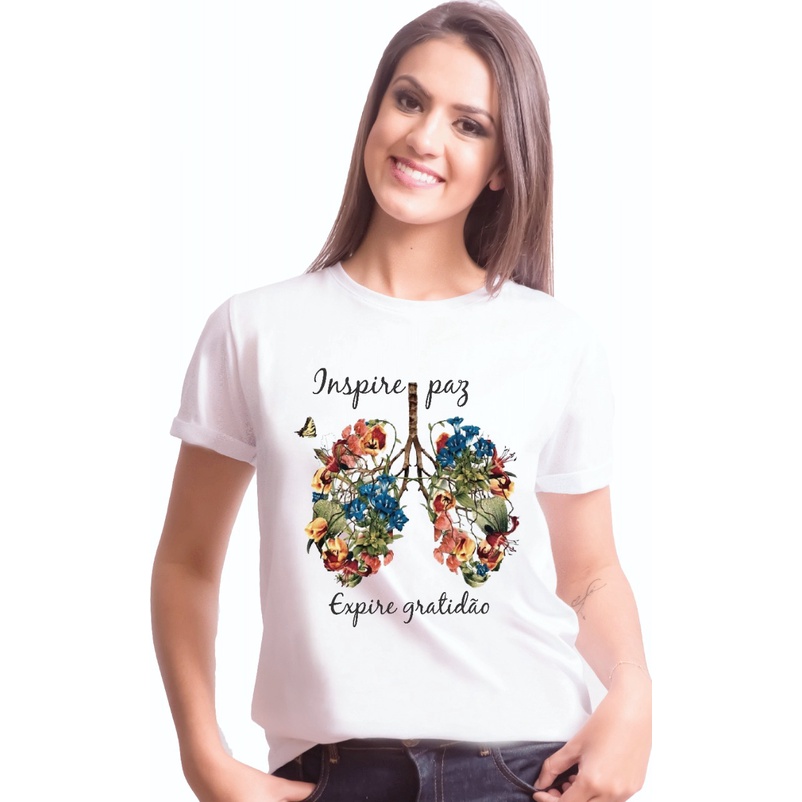 Blusa Camiseta Feminina Baby Look Yoga Inspire Meditação Barato