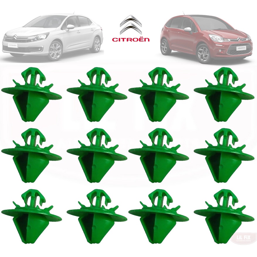 12 Grampos Friso Moldura Lateral Porta Citroen C4 C5 Verde