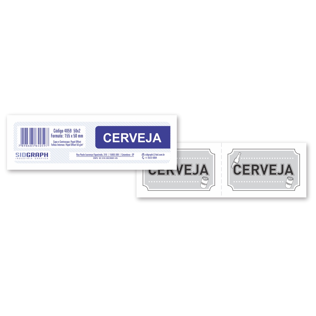 10 Blocos Ficha De Cerveja C/ Picote 50X2Fls 155X50mm Sidgraph