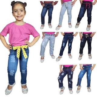 Calça Jeans Feminina infantil menina 1 a 8 anos