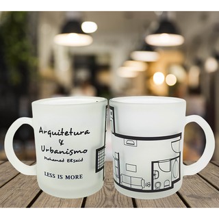Caneca Vidro Jateado Carreira Arquitetura e Urbanismo Planta