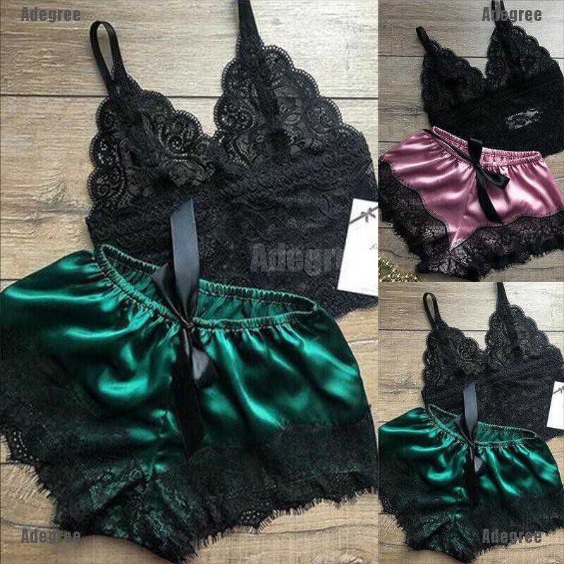 【 AG 】 ✿ 2PCS Lingerie Feminina De Renda Tops Babydoll Pijamas em Oferta na Shopee