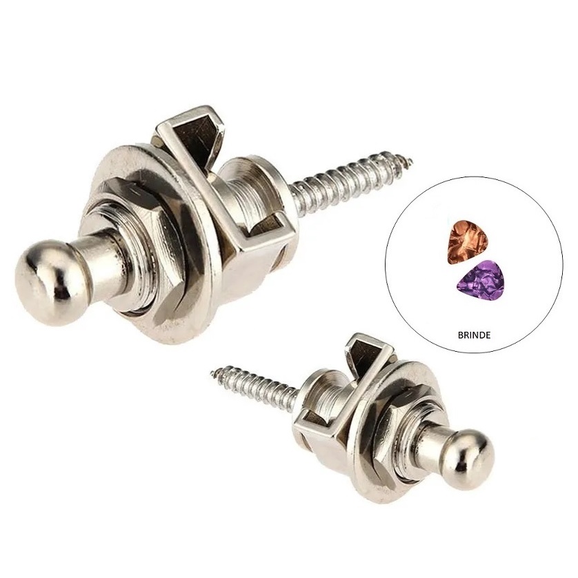 Strap Lock Trava Correia Talabarte Par Guitarra Violão Contra Baixo Cromado + 2 Palhetas em Oferta na Shopee