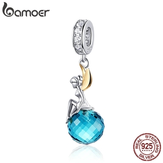 Bamoer Authentic 925 Sterling Silver Elf Planeta Azul Zircon Pendant Encantos fit s & Bangles Jóias Presente BSC056