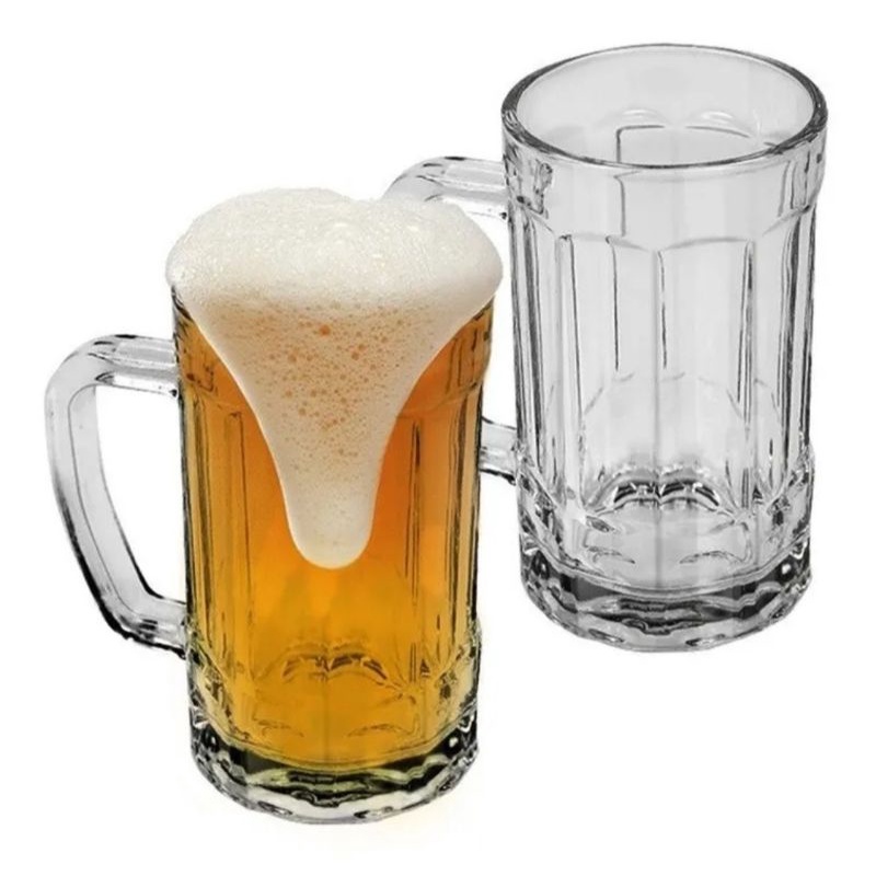 Conjunto Com 2 Canecas De Chopp Cerveja de Vidro 400 ML