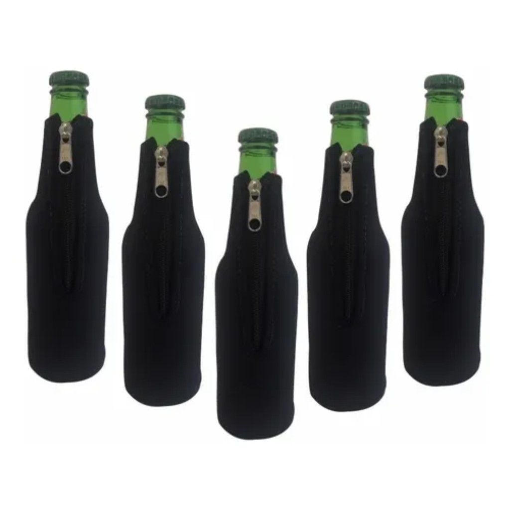 kit 5 Porta Long Neck Com Zíper Preto Térmico em Oferta na Shopee