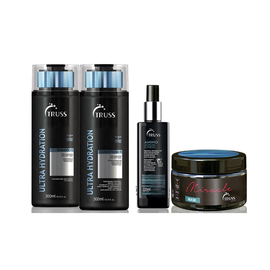 Truss Ultra Hydration Shampoo e Condicionador e Amino e Máscara Miracle