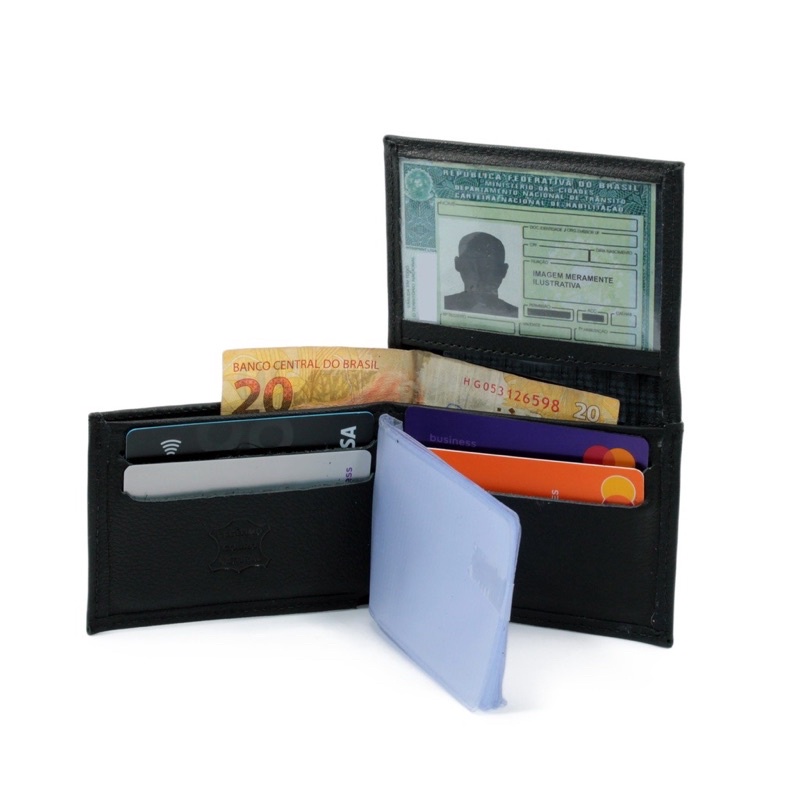 Carteira Masculina Em L em Couro Legitimo Com Porta Cnh, Rg e Notas Envio Imedidato