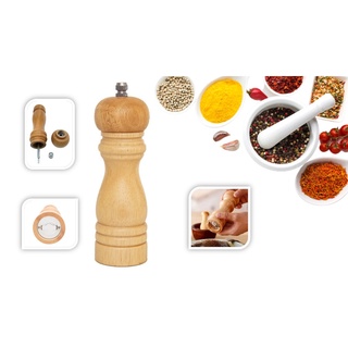 MOEDOR MANUAL DE CONDIMENTOS  SAL PIMENTA MADEIRA LÂMINA DE CERÂMICA COZINHA 16CM YANGZI