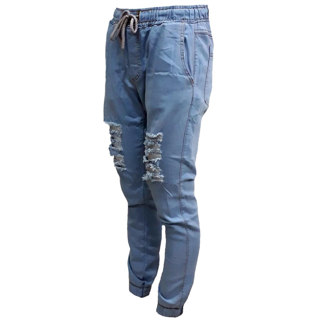 calça jeans feminina com elastico na barra