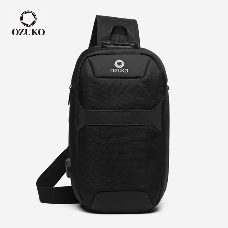 Bolsa Masculina À Prova D'água Com Carregamento USB Anti-Roubo OZUKO