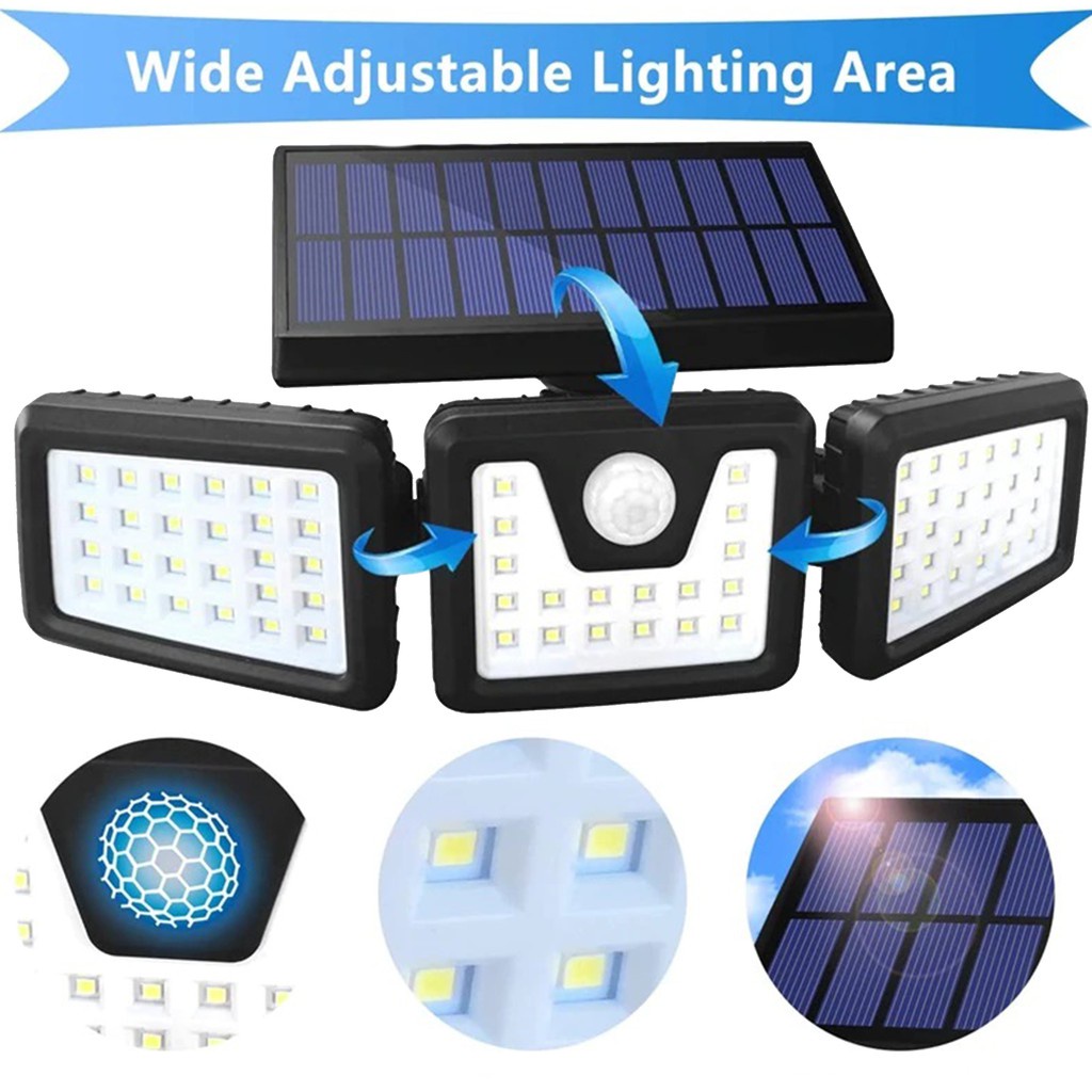 Luminária Solar LED de Parede Externa 30W 94 LEDS Acendimento