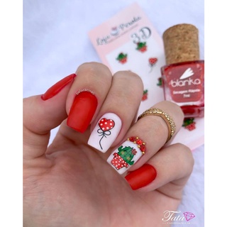 Adesivo 3D de Unhas Cacto e Coração Vermelho -3D 297