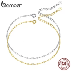 Bamoer Pulseira Duas Cores Real Prata Esterlina 925 Estilo Simples Para As Mulheres Da Moda Jóias Scb221
