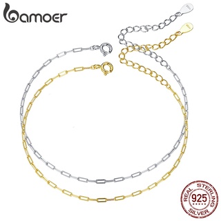 Bamoer Pulseira Duas Cores Real Prata Esterlina 925 Estilo Simples Para As Mulheres Da Moda Jóias Scb221