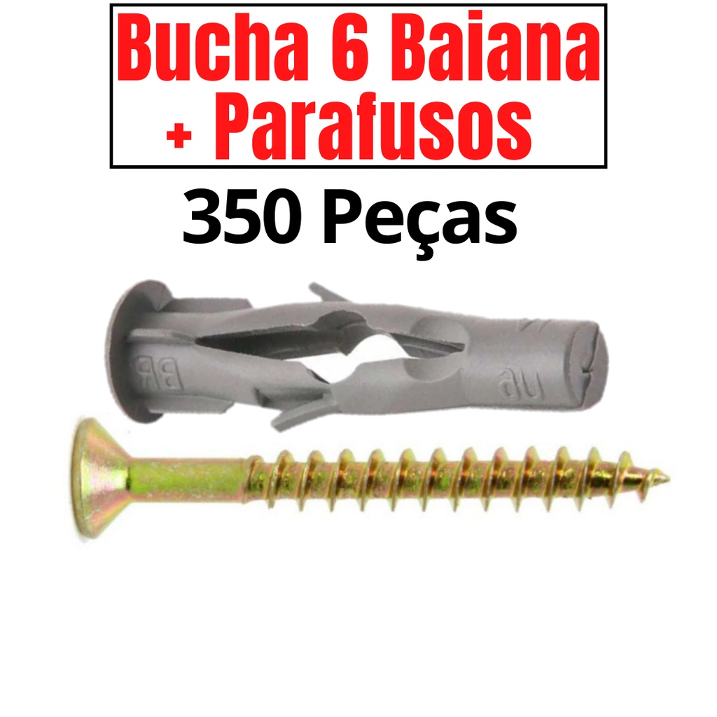 Kit Bucha 6 Fu Baiana Com Parafuso E Buchas 6mm Para Tijolo Oco Baiano Com Parafusos Kit Bucha 3974