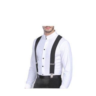 suspensório Largo 3.5 cm preto masculino e feminino ajustável em Oferta na Shopee