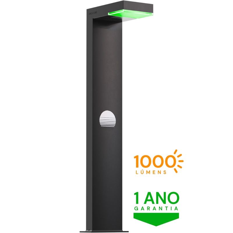 Luminaria Solar Refletor Led Poste Jardim Luz 100w 12h Lampada Verde Oversun