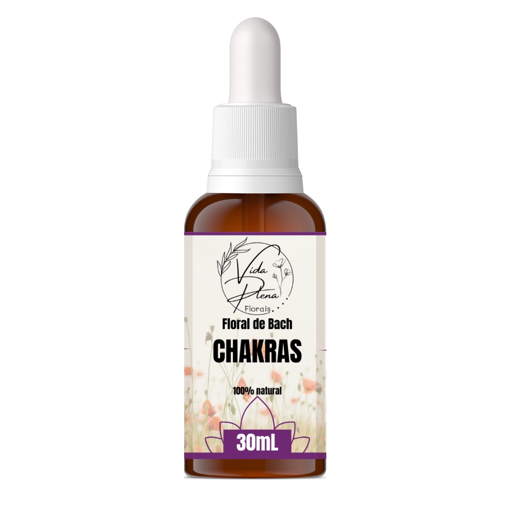 Floral de Bach Chakras 30ml - Vida Plena Florais, 100% natural