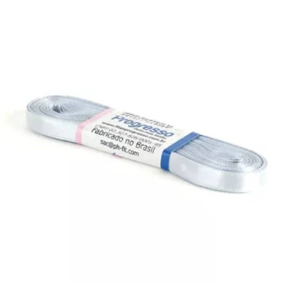 Fita de Cetim Progresso 7mm nº1 - 10m Cor 084 Prata - 1un - Stationery