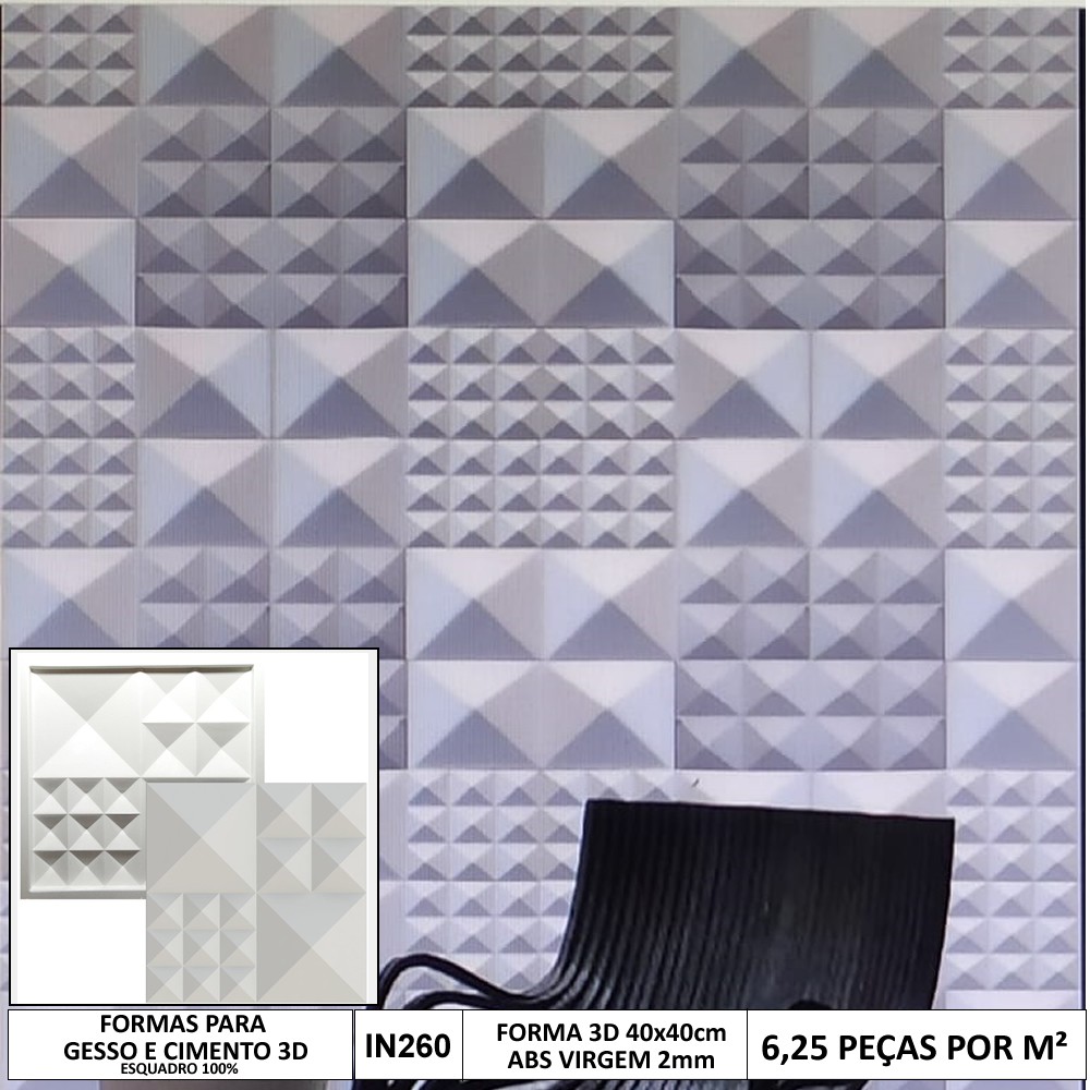 Forma 3d Piramide 40x40cm Abs 2mm Molde Para Gesso E Cimenticio 3d