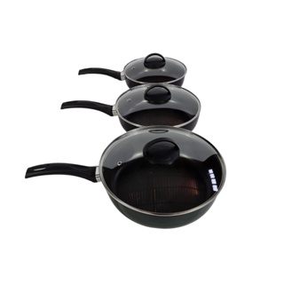 Conjunto De Frigideiras 3 Peças Antiaderente Tampa De Vidro em Oferta na Shopee