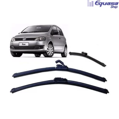 Kit 3 Palhetas para Limpador de Parabrisa Dianteiro + Traseiro para Vw Fox 2003 A 2009