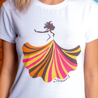 Blusa T-shirt Camiseta Feminina Estampada - Bailarina - Branca em Oferta na Shopee