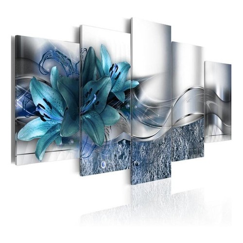 quadros 5 peças flores rosas azul turquesa | Shopee Brasil