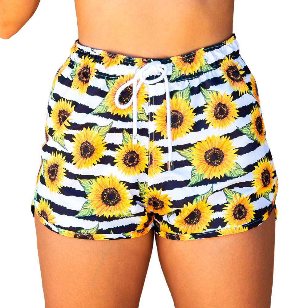 Short Feminino Estampado Girassol