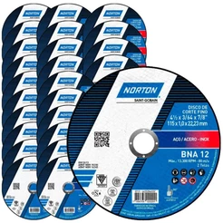 Disco de Corte para Metal e Inox 4.1/2 POL BNA 12 Kit com 25 Unidades NORTON
