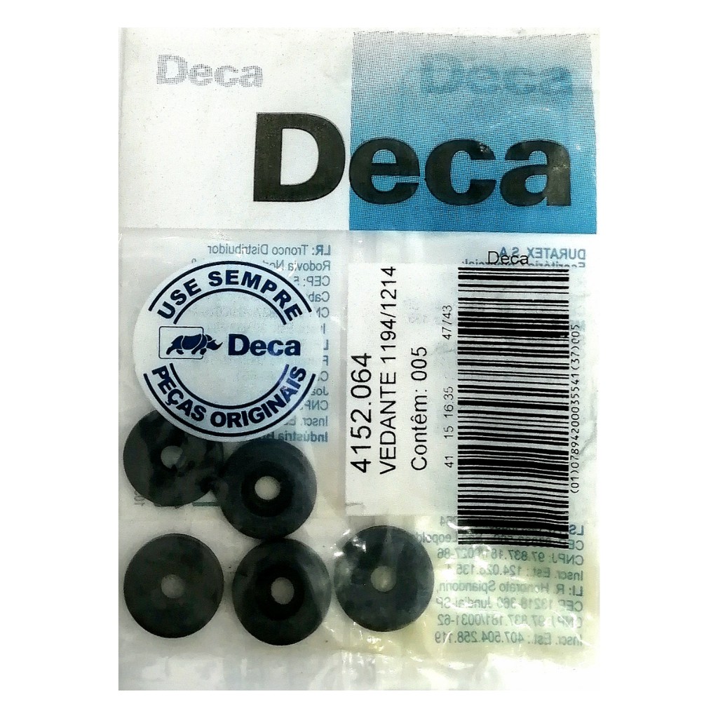 Kit 5 Vedante Deca 1194/1214 Antigo Preto Borracha Guarnição