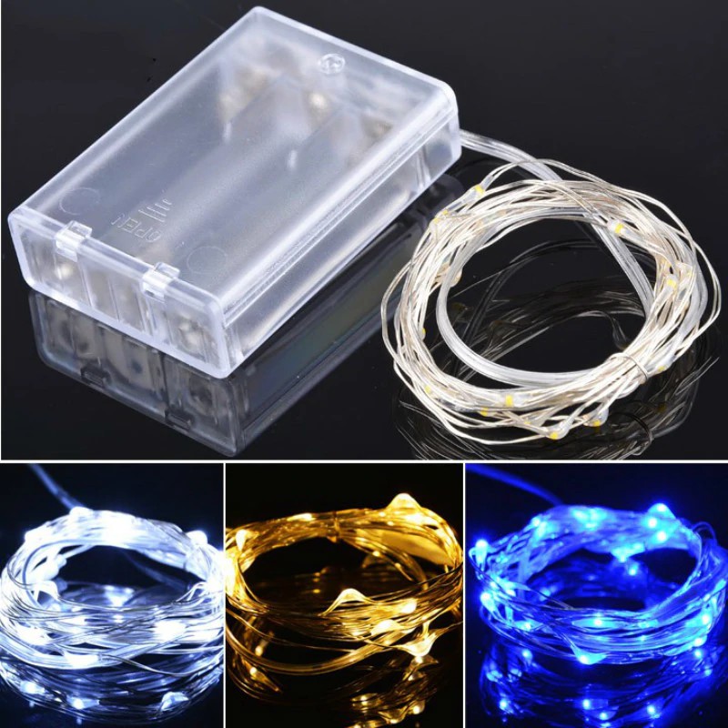 Fio Fada Cobre Prata Cordão Luz 3m 30 Led /5metro-50leds/10m-100leds Pilha em Oferta na Shopee