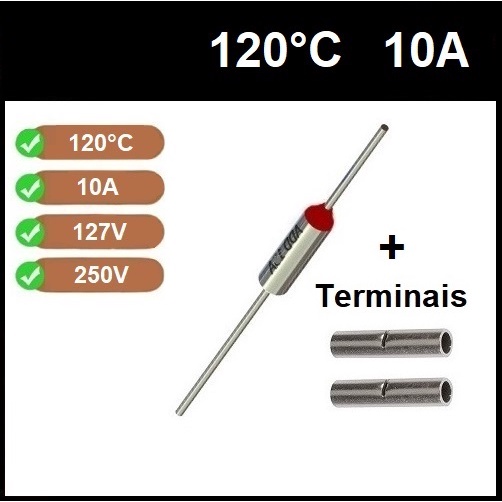 2 Fusível Térmico 120C 120°C 120 Graus 10A 250V