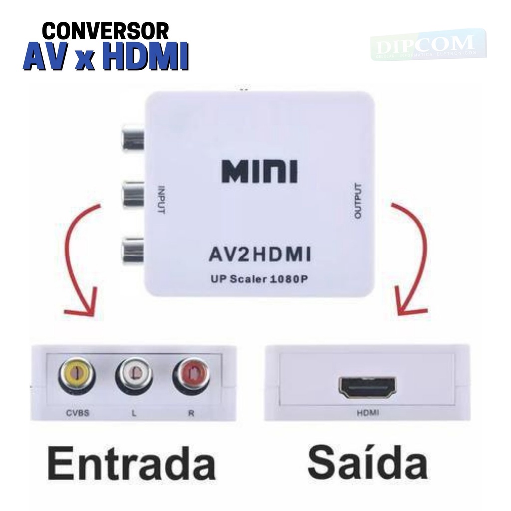 Conversor RCA AV x HDMI - Conversor AV x HDMI - Full HD 1080P