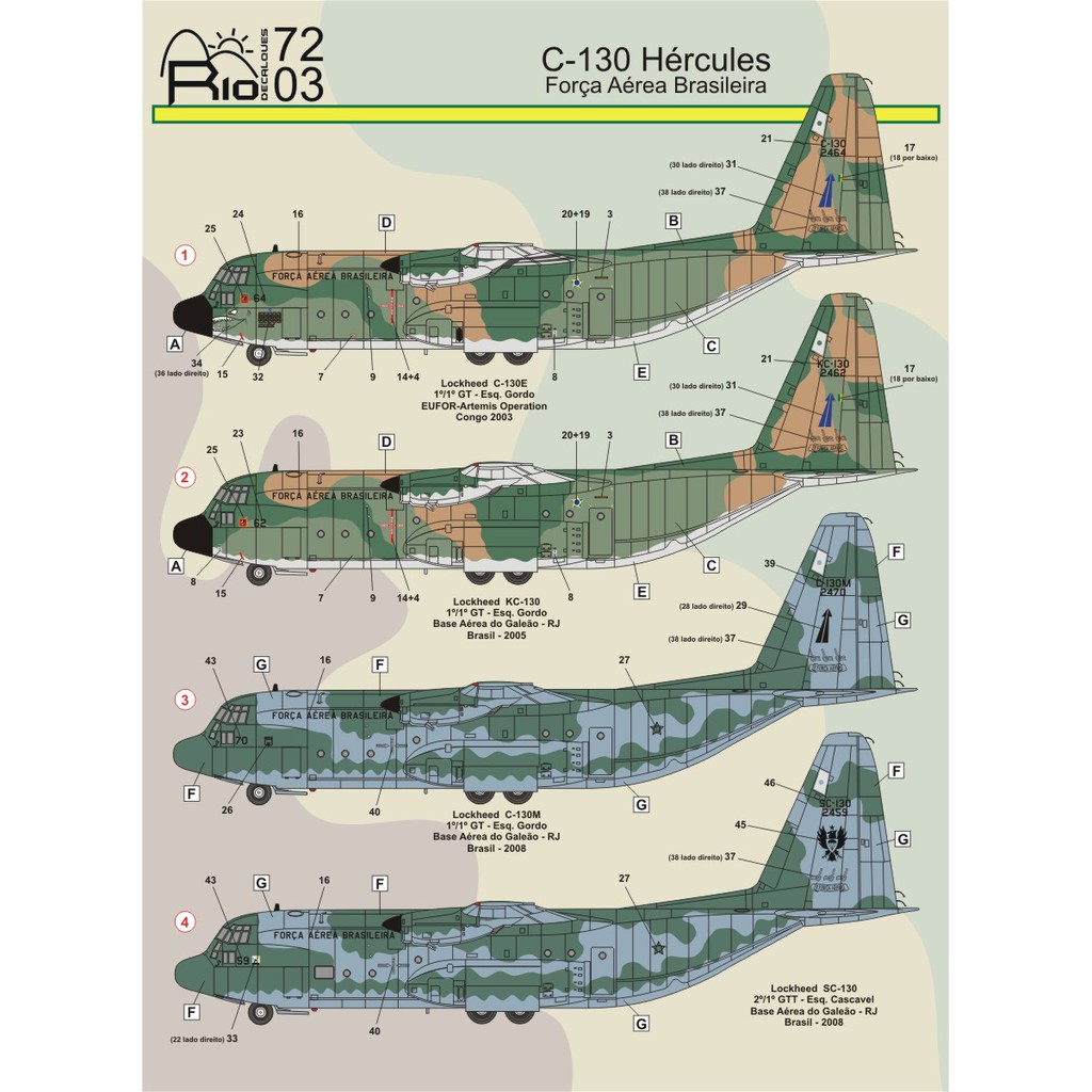 Decalque Avião Lockheed C-130 Hércules Da Fab 1/72 RIO7203 Decal