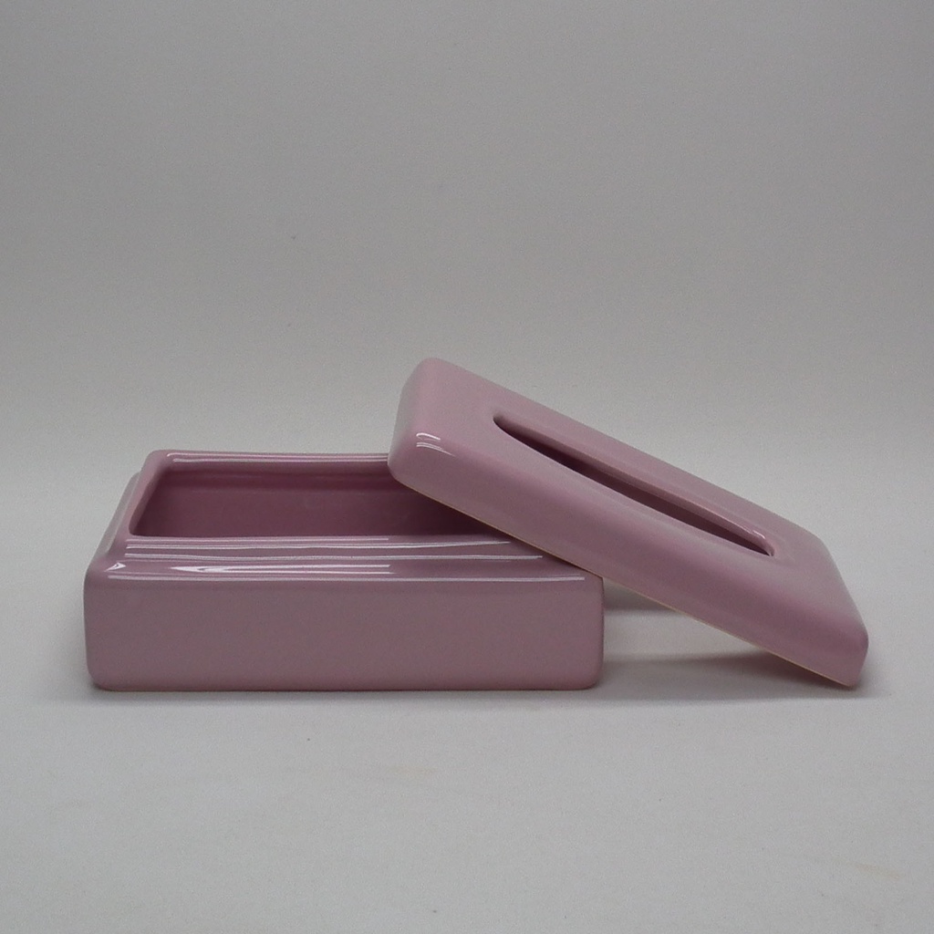 Caixa Porta Lenço Umedecido Porcelana para Kit Higiene Bebê ou Banheiro Cor Rosa Bebe