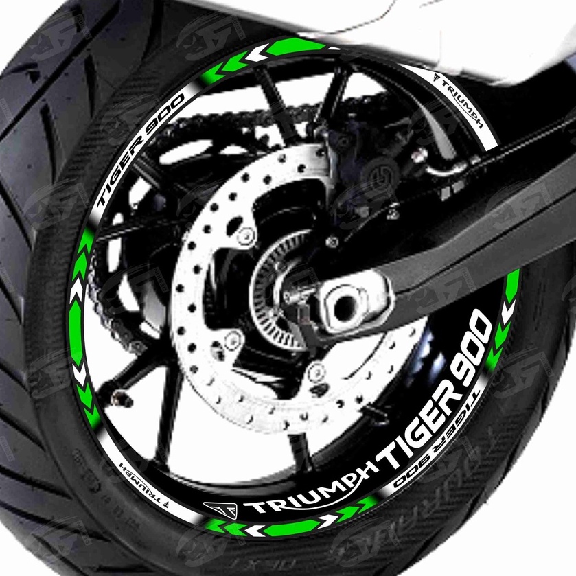 Adesivo Friso Refletivo Roda Moto Triumph Tiger 900 GT PRO Tiger 900 Rally PRO + Adesivos Internos M01 verde