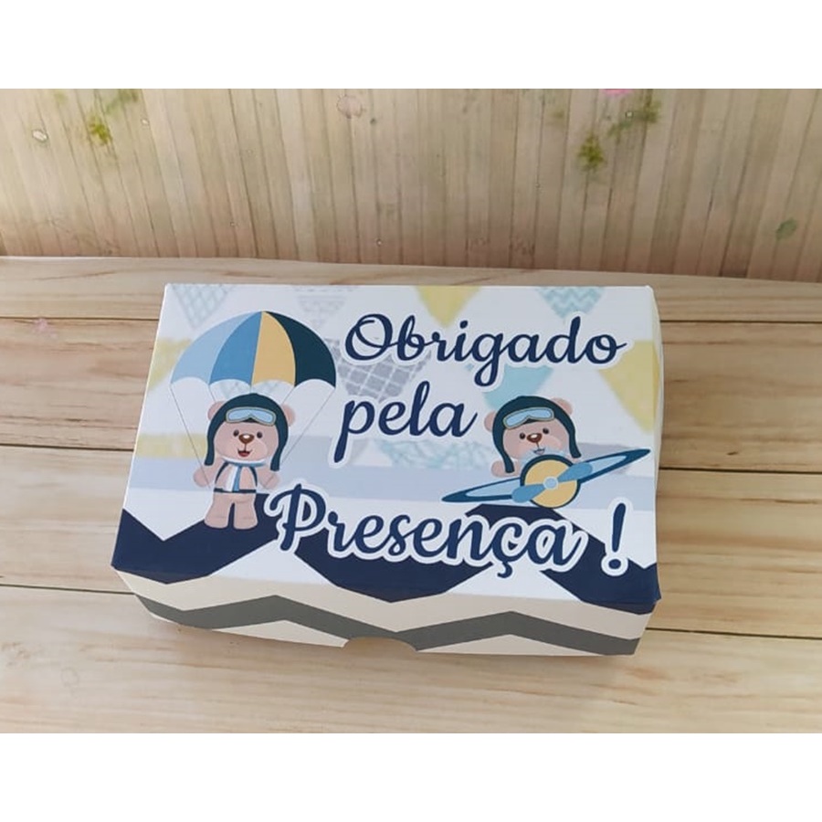 10 Caixa Lembrança Maternidade nascimento Ursinho Aviador